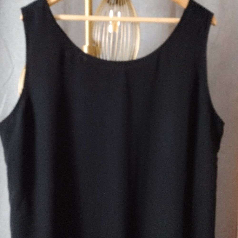 Kate Hill Woman Black 100% Silk Cami Tank Top Size 22 Classic Sleeveless Blouse - Picture 4 of 5